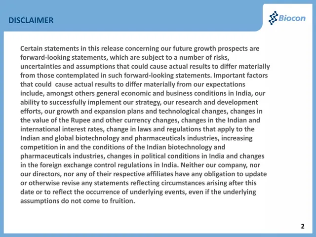 Disclaimer slide 2 from Biocon
