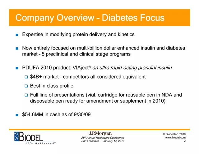 Company overview slide 3 from Biodel Inc.
