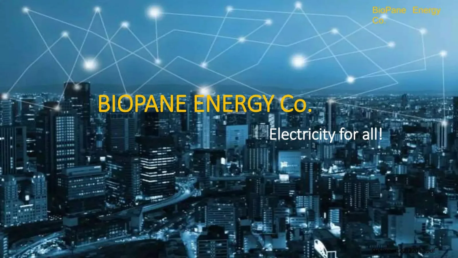 Biopane Energy Co. pitch deck slide