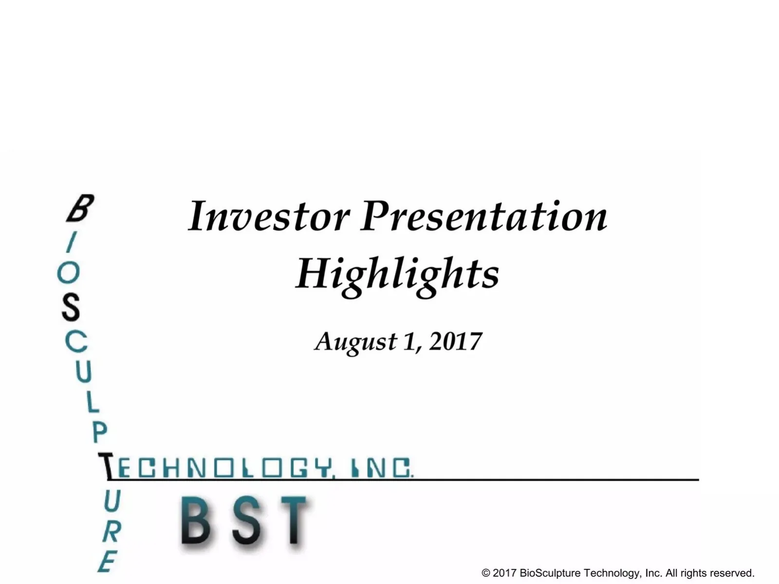 BioSculpture Technology, Inc. pitch deck slide