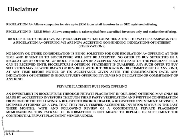 Disclaimer slide 2 from BioSculpture Technology, Inc.