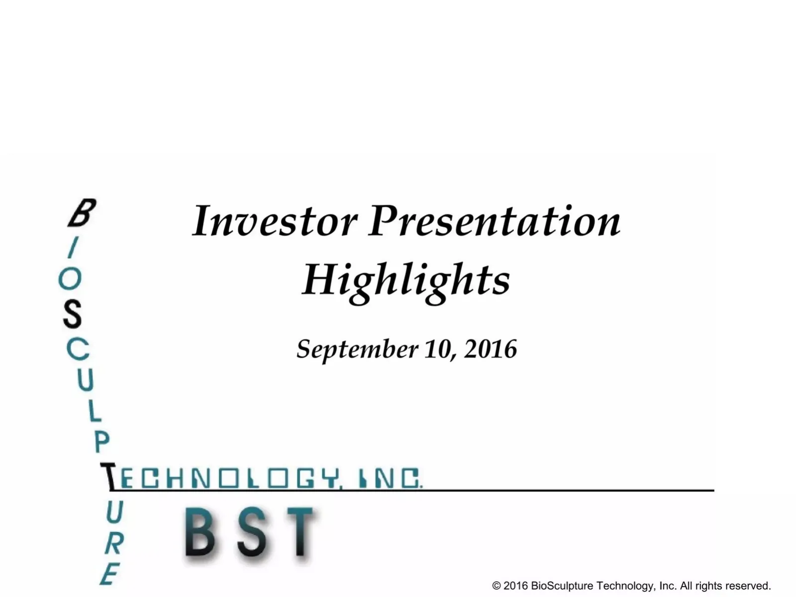 BioSculpture Technology, Inc. pitch deck slide
