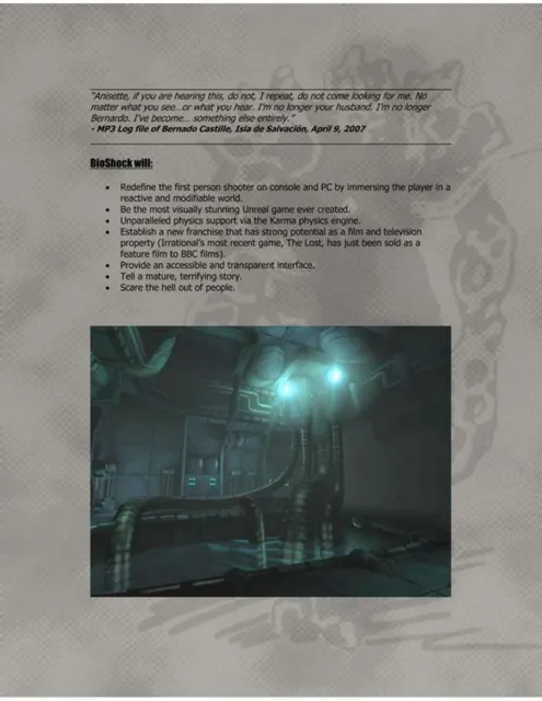 Product / solution slide 5 from Bioshock (Irrational Games)