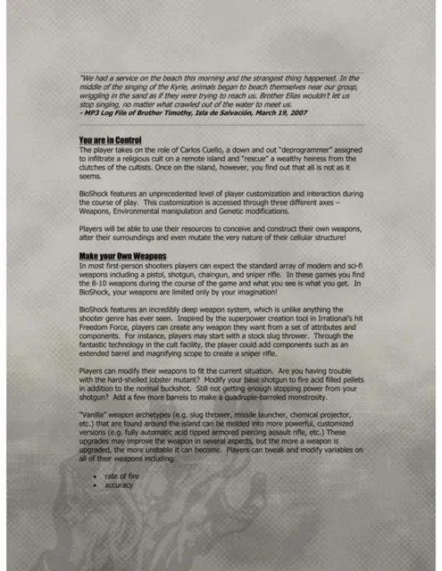 Product / solution slide 6 from Bioshock (Irrational Games)