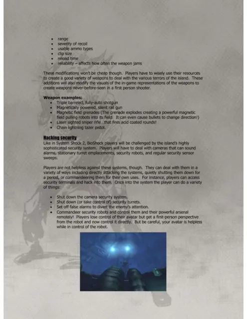 Product / solution slide 7 from Bioshock (Irrational Games)