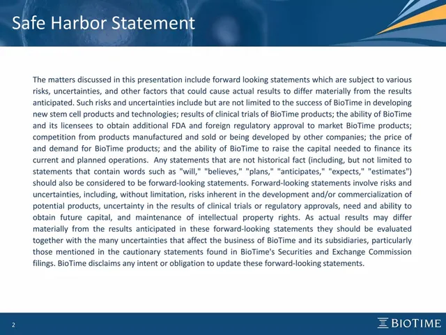 Disclaimer slide 2 from BioTime