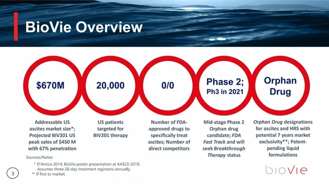 Market sizing / opportunity slide 3 from BioVie