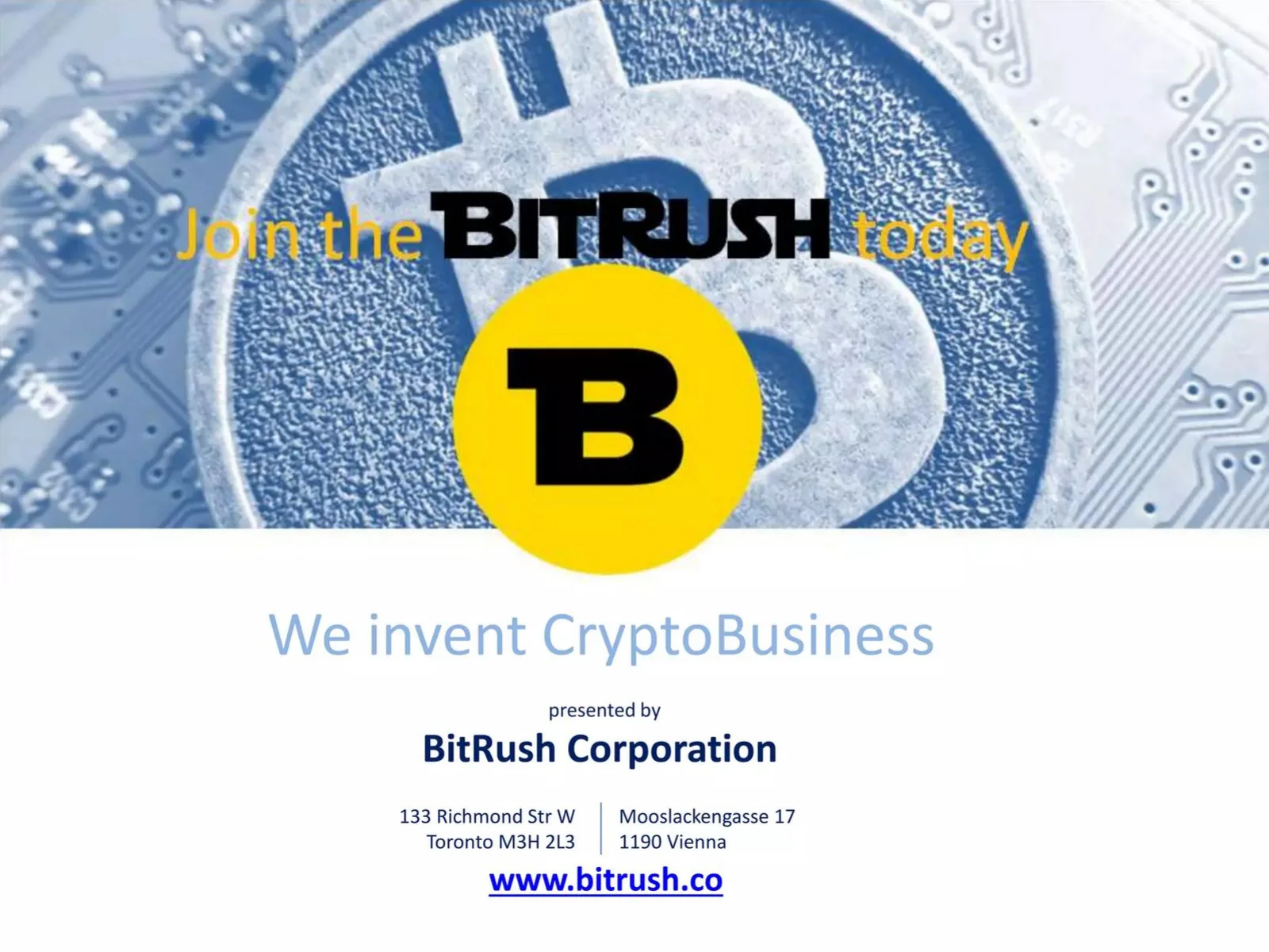 BitRush Corporation pitch deck slide
