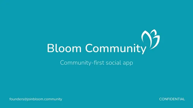 Bloom Community pitch deck cover