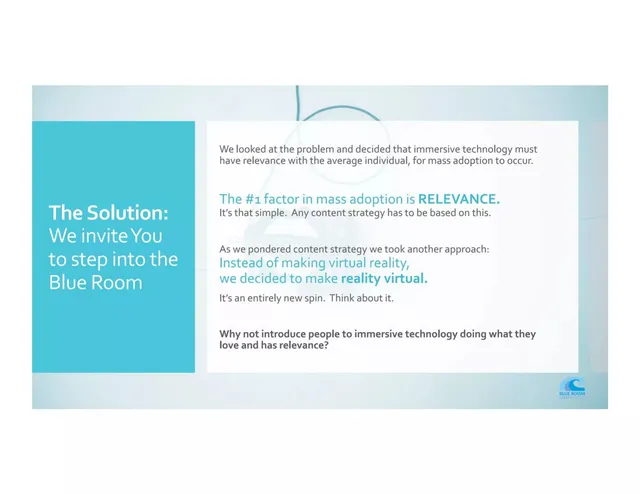 Product / solution slide 4 from Blue Room Immersive
