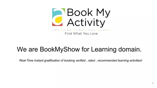 Book My Activity pitch deck cover