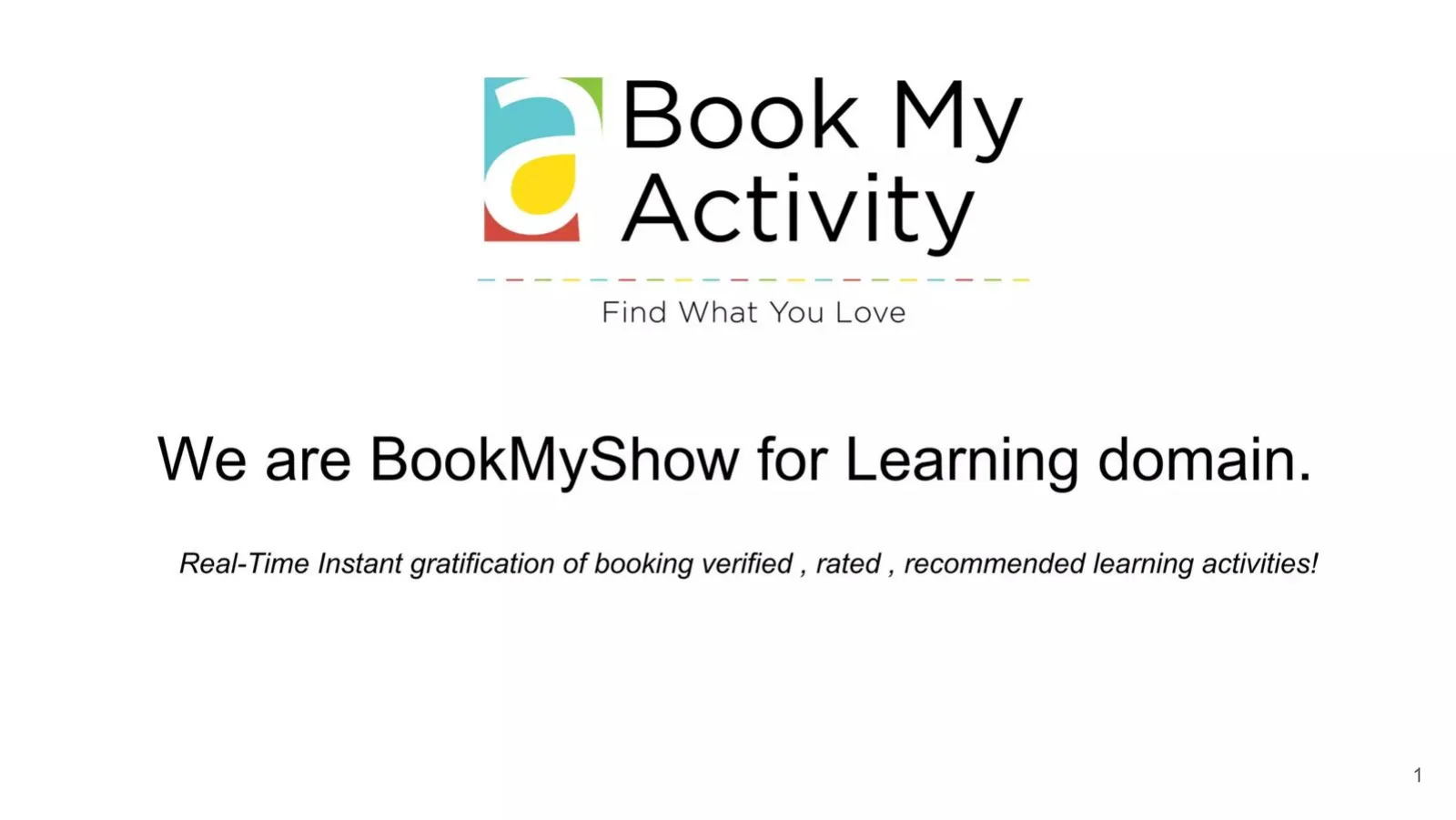 Book My Activity pitch deck slide