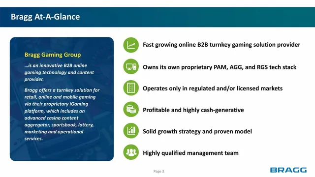 Company overview slide 4 from Bragg Gaming Group