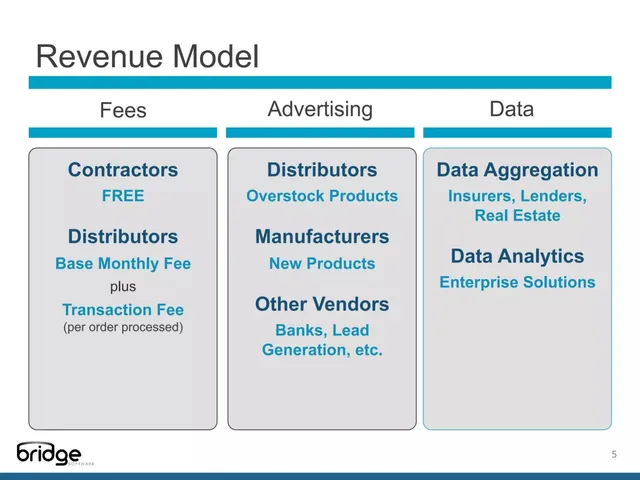 Business model / revenue streams slide 5 from Bridge Software (Stagistics)