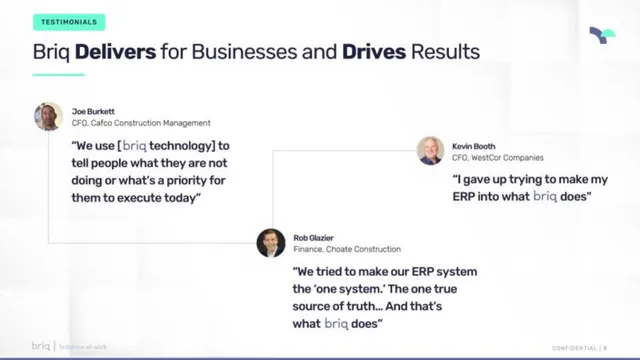 Reviews / testimonials / feedback slide 8 from Briq