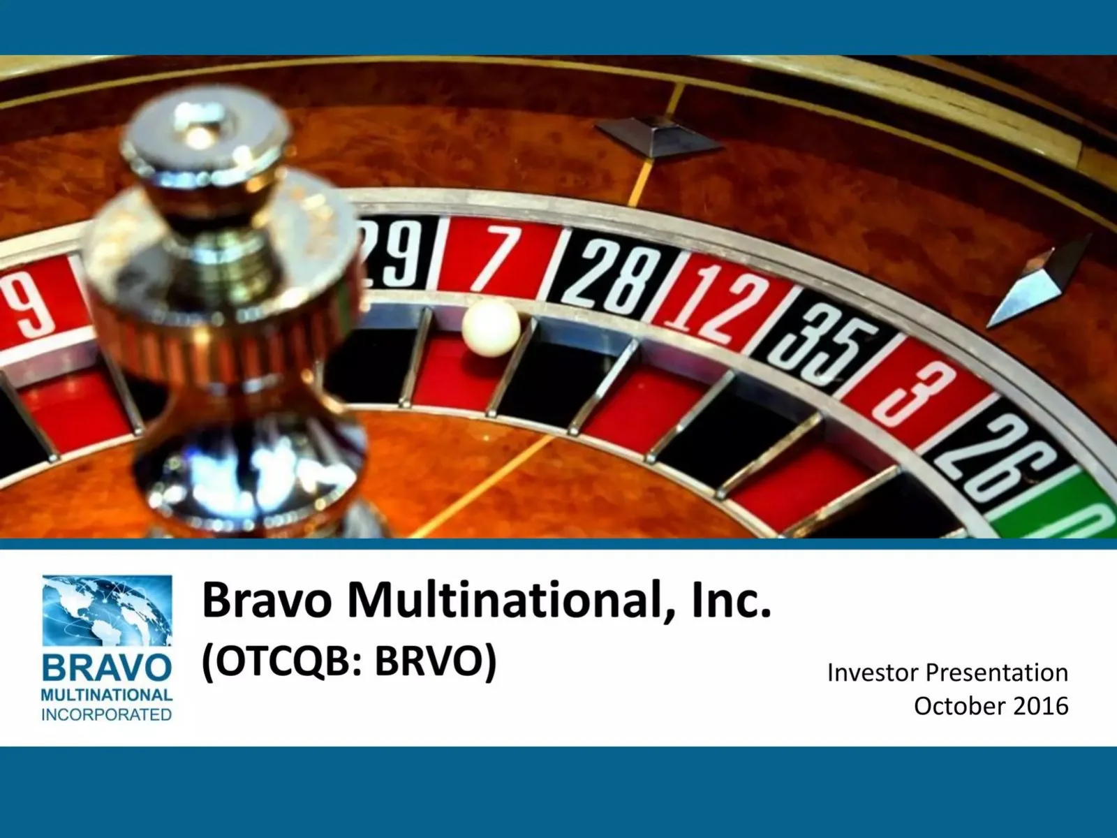 Bravo Multinational, Inc. pitch deck slide
