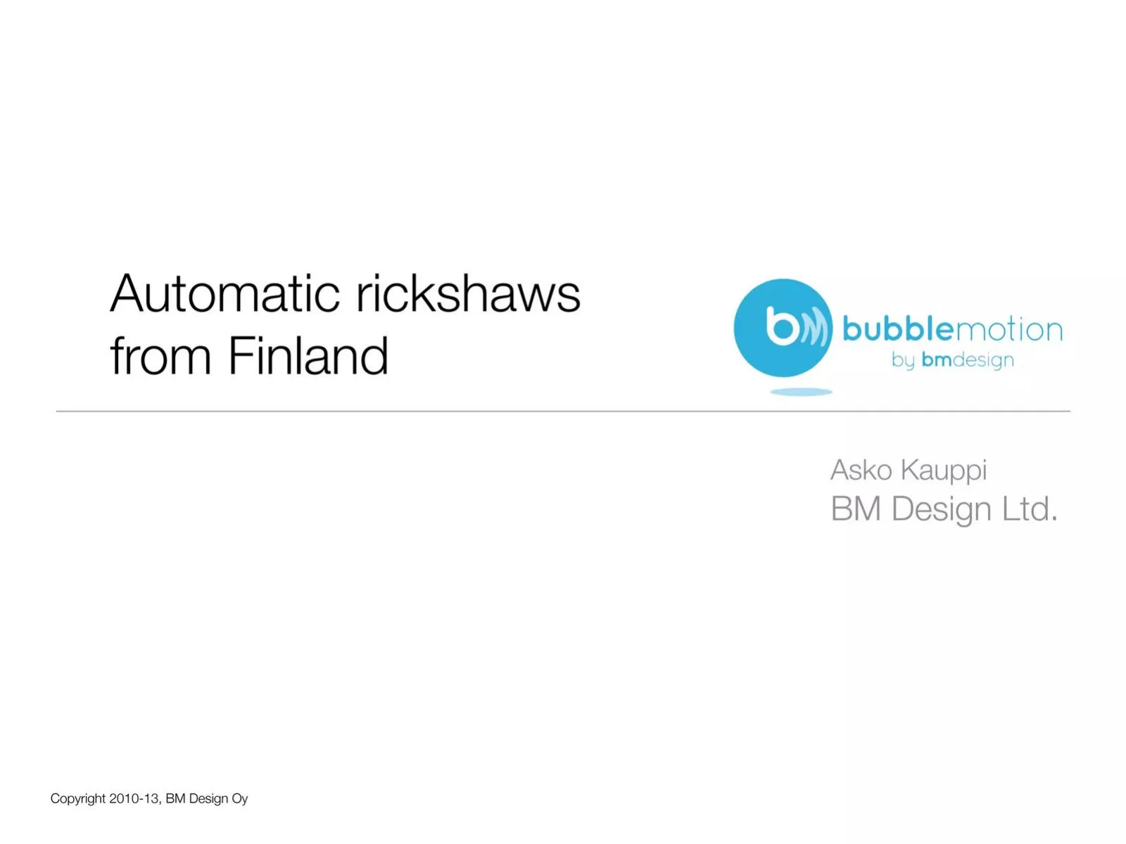 BubbleMotion (by BM Design Ltd.) pitch deck slide
