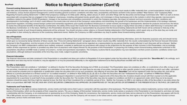Disclaimer slide 3 from BuzzFeed SPAC