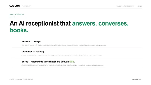 Product / solution slide 5 from Caleon AI