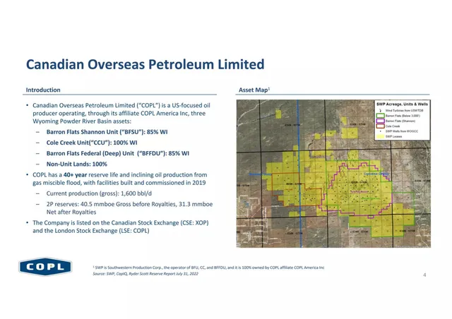 Company overview slide 4 from Canadian Overseas Petroleum Limited