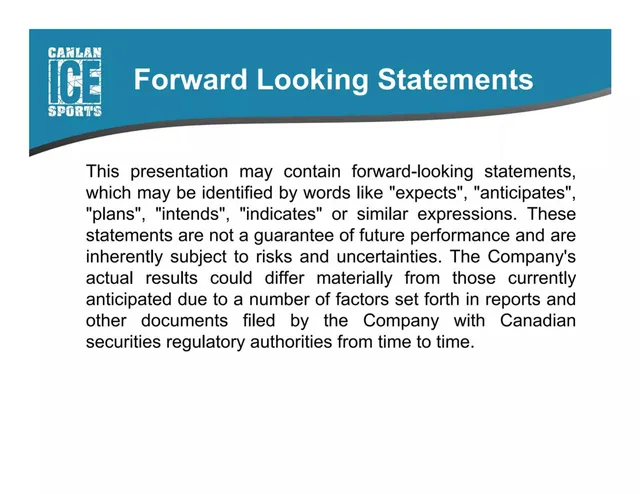 Disclaimer slide 2 from Canlan Ice Sports