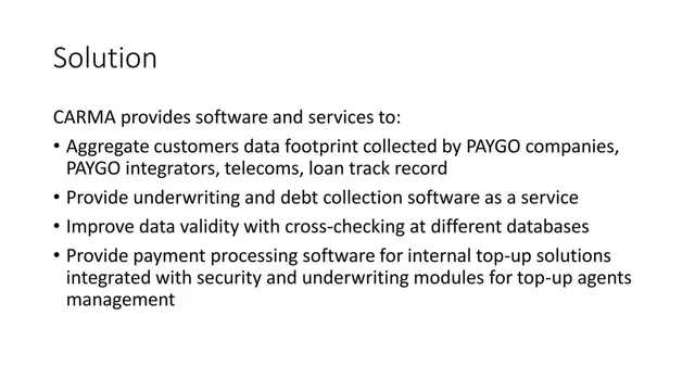 Product / solution slide 4 from Carma