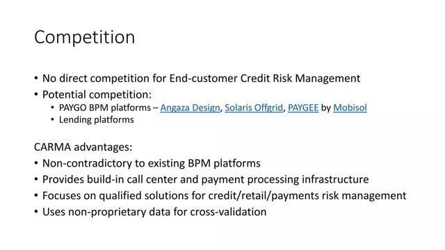 Competitors slide 8 from Carma
