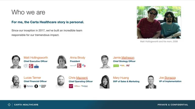 Team slide 3 from Carta Healthcare