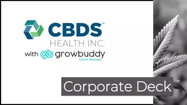 CBDS Health Inc. (with GrowBuddy) pitch deck cover