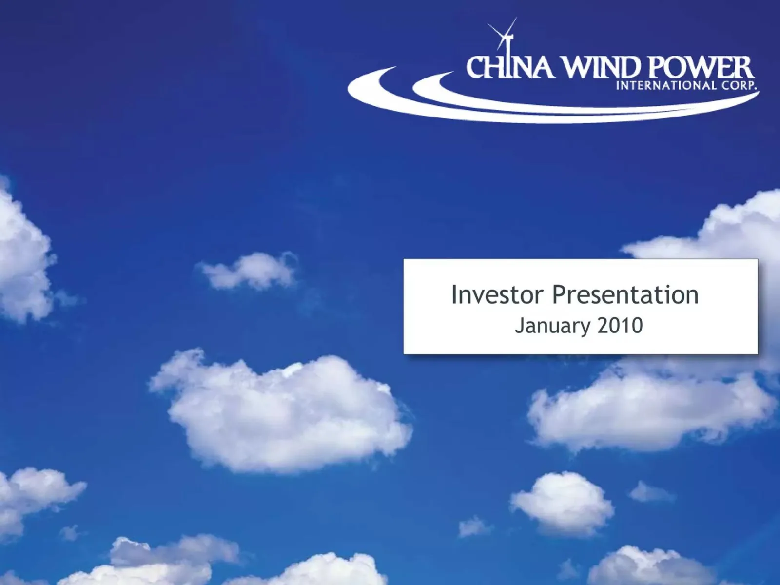 China Wind Power International Corp. pitch deck slide
