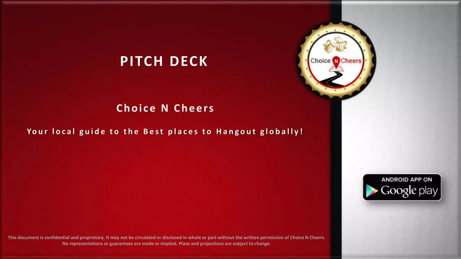 Choice N Cheers pitch deck slide