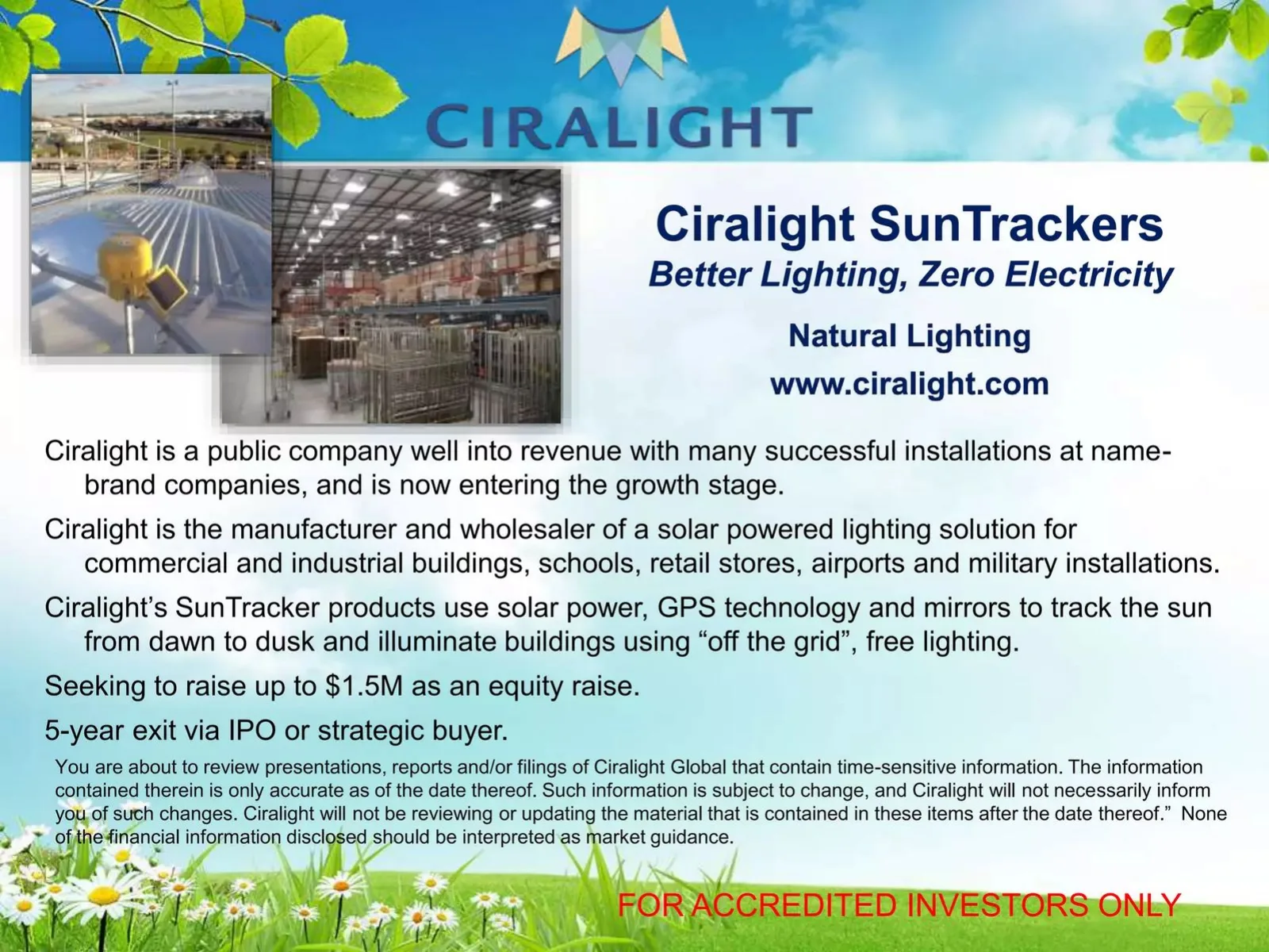 Ciralight Global pitch deck slide