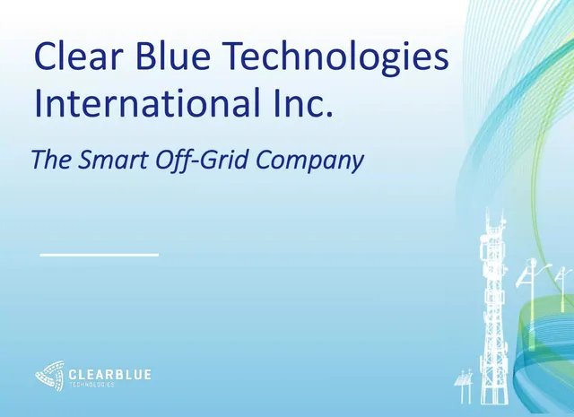 Clear Blue Technologies International Inc. pitch deck cover