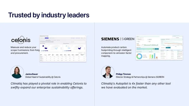 Reviews / testimonials / feedback slide 8 from Climatiq