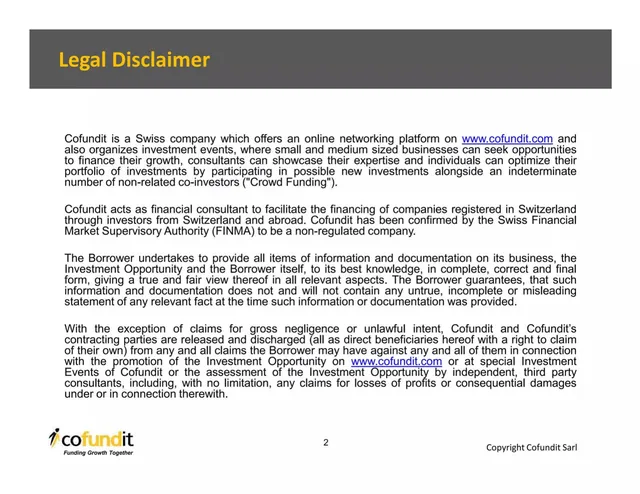 Disclaimer slide 2 from Cofundit