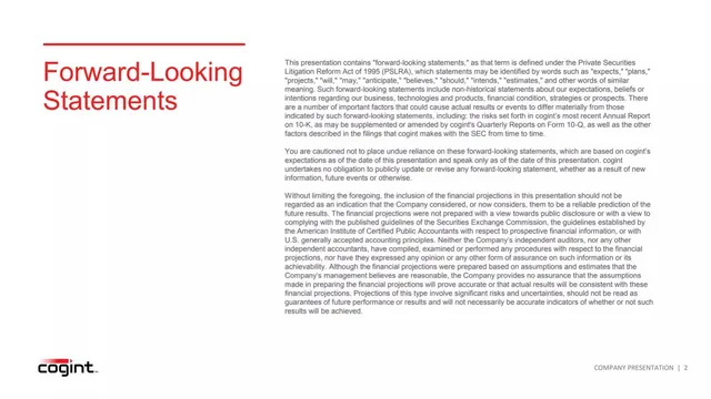 Disclaimer slide 2 from Cogint