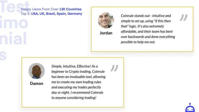 Reviews / testimonials / feedback slide 6 from Coinrule