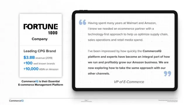 Reviews / testimonials / feedback slide 7 from CommerceIQ