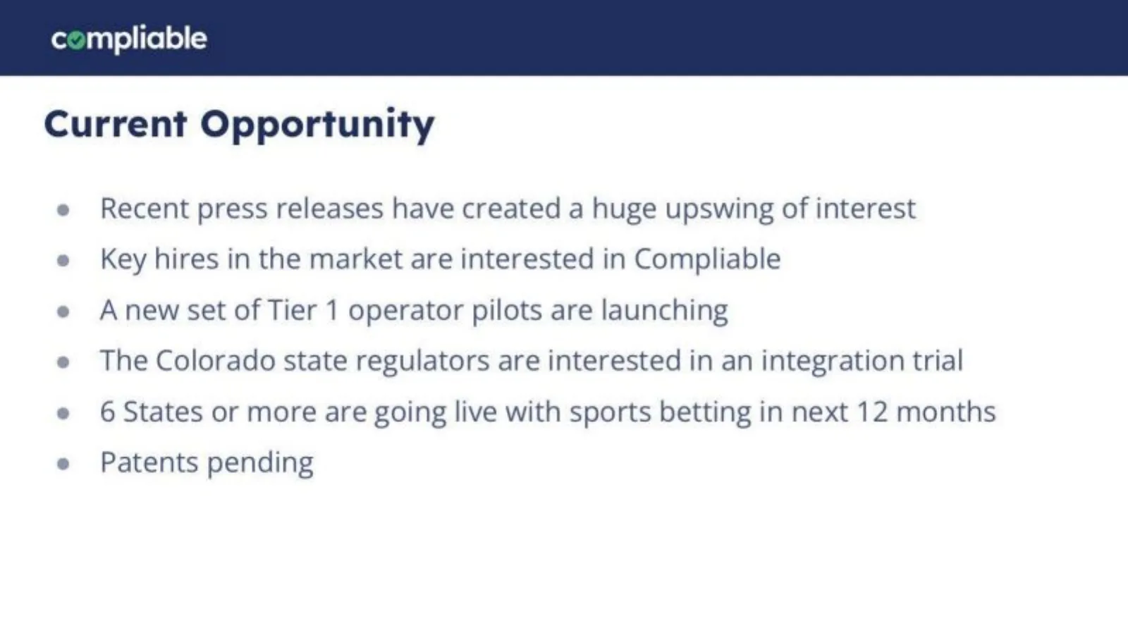 Compliable pitch deck slide