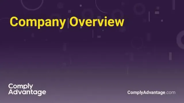 ComplyAdvantage pitch deck cover