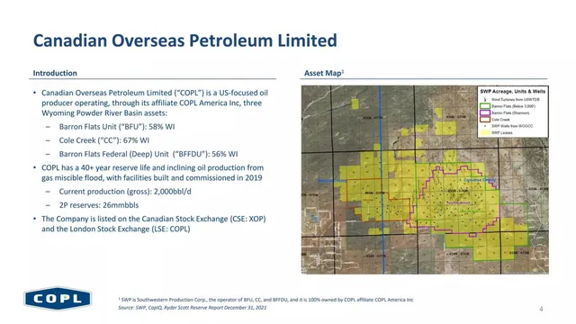 Company overview slide 4 from Canadian Overseas Petroleum Limited (COPL)