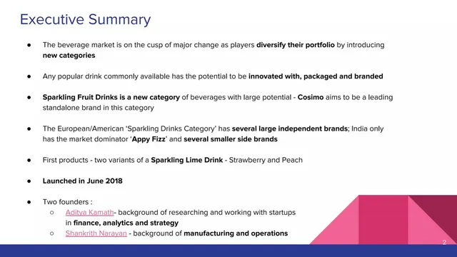 Market analysis / overview slide 2 from Cosimo Drinks