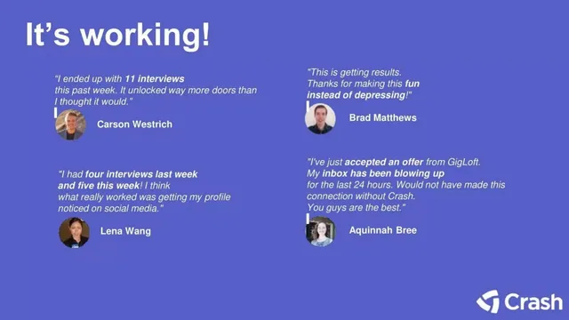 Reviews / testimonials / feedback slide 6 from Crash
