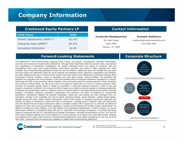 Company overview slide 2 from Crestwood Equity Partners LP
