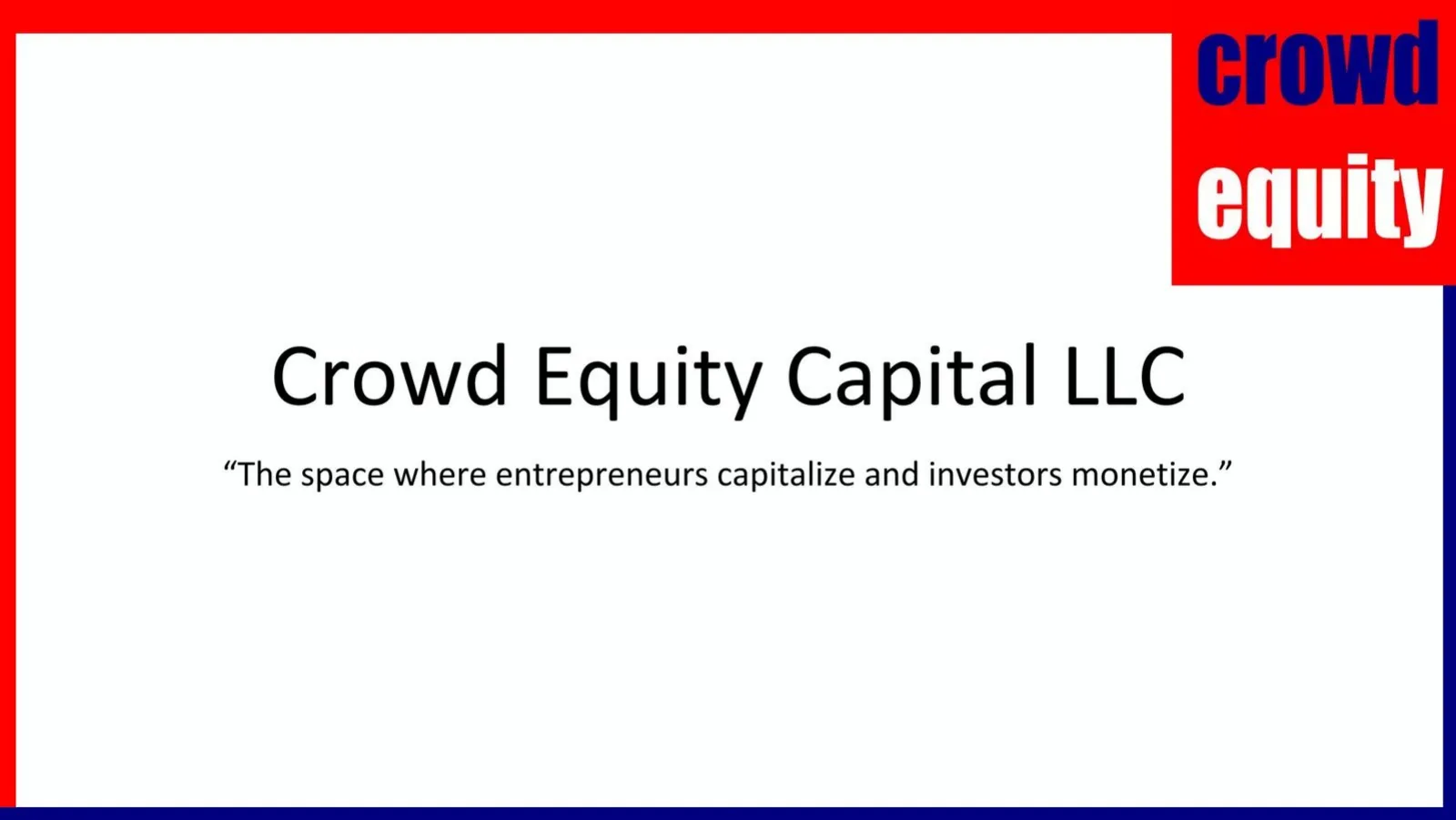 Crowd Equity Capital LLC pitch deck slide