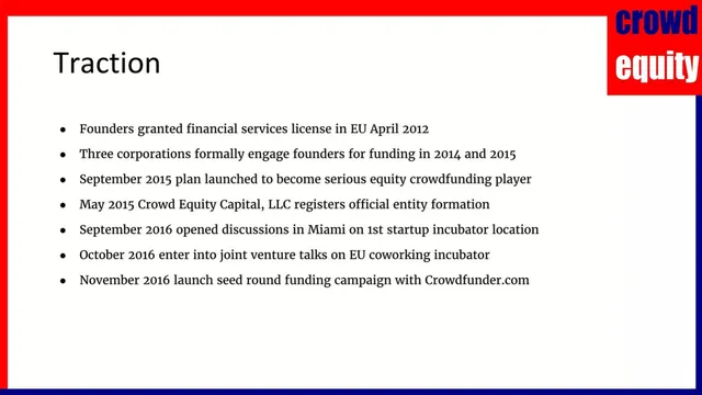 Traction slide 4 from Crowd Equity Capital LLC