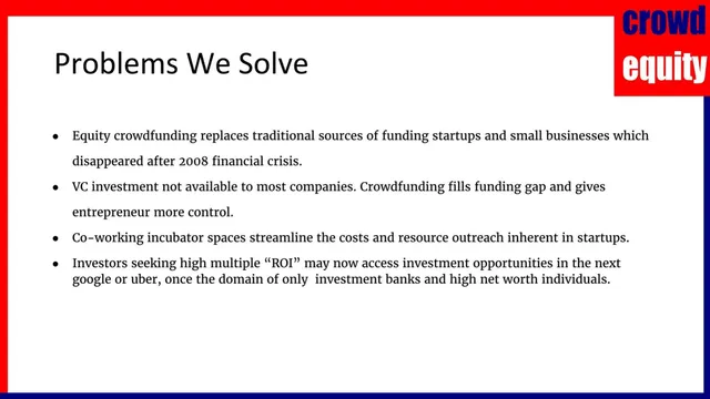 Problem slide 5 from Crowd Equity Capital LLC