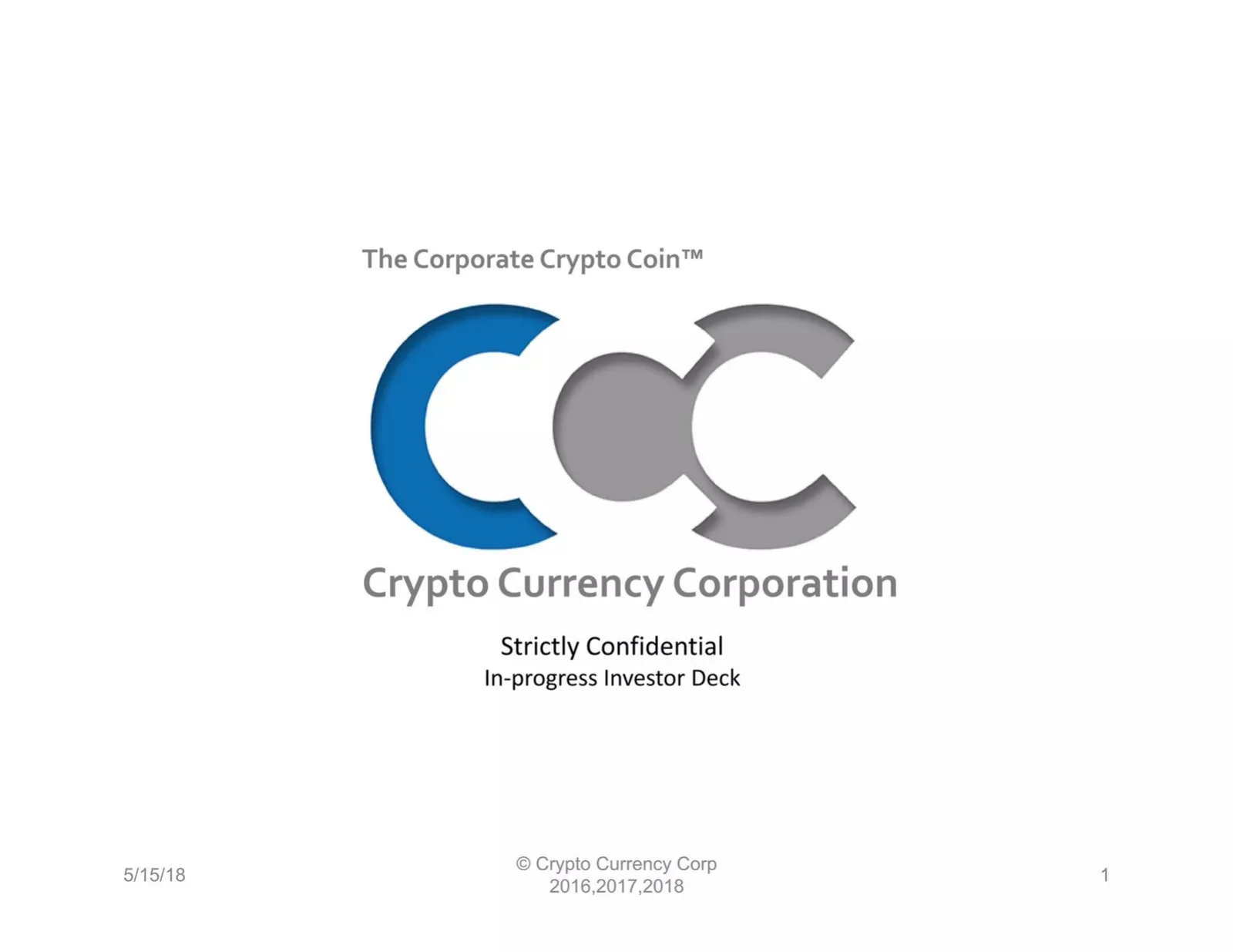 Crypto Currency Corporation pitch deck slide