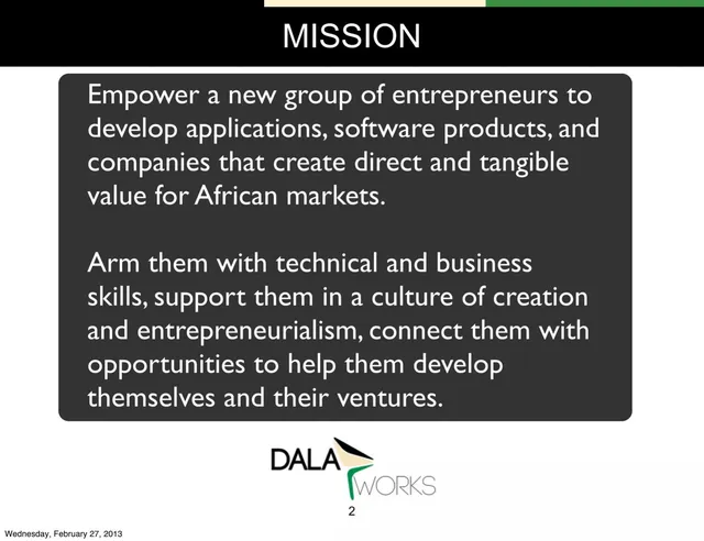 Vision slide 2 from DalaWorks App Accelerator