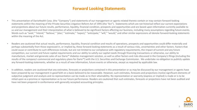 Disclaimer slide 2 from DarioHealth Corp.